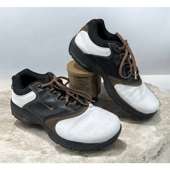 Nike Golf Shoes Brown White 309894-121 Leather Golfing Cleats Men’s Size 9.5